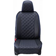 シートカバー 全席セット NV100クリッパー/ミニキャブバン/ミニキャブMiEV キルト ブラック×ブルーステッチ 15EMA0755E