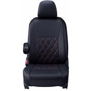 シートカバー 全席セット NV100クリッパー/ミニキャブバン/ミニキャブMiEV ダイヤ ブラック×レッドステッチ 16EMA0755D