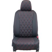 シートカバー 全席セット ミライース/ピクシスエポック/プレオ＋ オーバーステッチ ブラック×レッドステッチ 24EDA6508KA