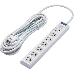 OAタップ 3P 7個口 2Pスイングプラグ 雷ガード 5m/グレー T-T05-3750LG/RS