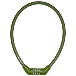 自転車 鍵 ロック 4ダイヤルワイヤーロック ワイヤー長60cm/φ12mm/周長71cm 可変式ダイヤル ストレート オリーブ Y-4277