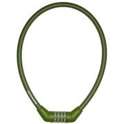自転車 鍵 ロック 4ダイヤルワイヤーロック ワイヤー長60cm/φ12mm/周長71cm 可変式ダイヤル ストレート オリーブ Y-4277