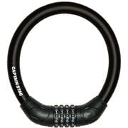 自転車 鍵 ロック 極太4ダイヤルワイヤーロック ワイヤー長35cm/φ18mm/周長48cm 可変式ダイヤル ストレート ブラック Y-4297