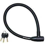 自転車 鍵 ロック 極太ワイヤーロック ワイヤー長60cm/φ18mm/周長69cm ウェーブキー ストレート シャッター付 ブラック Y-4385