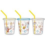 ストロー付タンブラー 320ml 3個セット おさるのジョージ アルファベット SIH3ST