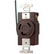 明工 接地2P 30A 引掛埋込コンセント(接地リード線付)(チョコ)(L6-30R 準拠) MH2878C-1