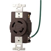 明工 接地3P 30A 引掛埋込コンセント(接地リード線付)(チョコ)(L15-30R 準拠) MH2879C-1