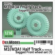 DW16008 1/16 WWII アメリカ US M3/M3A1ハーフトラック用 前輪自重変形タイヤセット（1） 軍用タイプ （アンディーズホビーヘッドクォーターズ/タコム用） [プラモデル用パーツ]