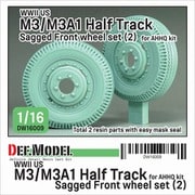 DW16009 1/16 WWII アメリカ US M3/M3A1ハーフトラック用 前輪自重変形タイヤセット（2） 貨物用タイプ （アンディーズホビーヘッドクォーターズ/タコム用） [プラモデル用パーツ]