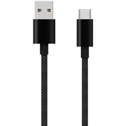 ブレイデッドケーブル 0.7m USB Type-A to USB Type-C 耐屈曲1万回 急速充電3A充電/データ転送 ブラック OWL-CBN1AC7-BK