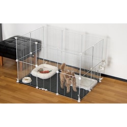 ST01JC-001WH [【工具不要】 ジョイントサークル20P 白網 ドア付き ペットフェンス 柵 ペットサークル ケージ 小型犬 脱走防止]