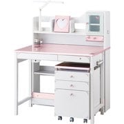 DecoPri（デコプリデスク）デスク 幅97cmミドルタイプ 組替 ワゴン シェルフ 組立式 パステルカラー ピュアホワイト ピンクメタリック SDF-446 PWPM