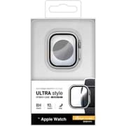 Apple Watch 45mm対応 ポリカーボネート 高光沢ガラス 一体型ケース 表面硬度8H シルバー GHB5150AW45