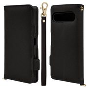Xperia 10 VII用 手帳型ケース カード入れ おしゃれ スタンド機能 シンプル ハンドストラップ付き マグネット式 ブラック 9231XP107BHSBK