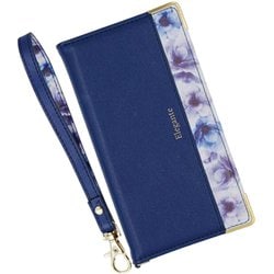 iPhone 17 用 ケース 手帳型 ブルーミー スマホケース フラワー エレガンテ Elegante/ネイビー BL-IP17-NV