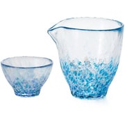 津軽びいどろ 片口酒器セット 片口1×盃1 あじさい ハンドメイド 日本製