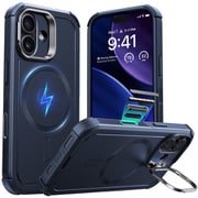 無限大のMagSafe究極保護、隠れスタンド、カメラコントロール付きiPhone 17用 Cyberタフケース 1A87900201_Cyber Tough Magnetic Case（Camera Control, Stash Stand）, Compatible with iPhone 17 Navy Blue