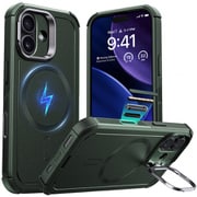無限大のMagSafe究極保護、隠れスタンド、カメラコントロール付きiPhone 17用 Cyberタフケース 1A87900401_Cyber Tough Magnetic Case（Camera Control, Stash Stand）, Compatible with iPhone 17 Olive Green
