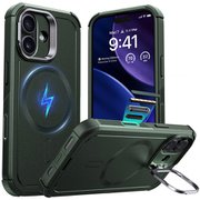 無限大のMagSafe究極保護、隠れスタンド、カメラコントロール付きiPhone 17用 Cyberタフケース 1A87900401_Cyber Tough Magnetic Case（Camera Control, Stash Stand）, Compatible with iPhone 17 Olive Green