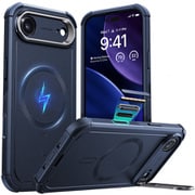 無限大のMagSafe究極保護、隠れスタンド、カメラコントロール付きiPhone Air用 Cyberタフケース 1A88000201_Cyber Tough Magnetic Case（Camera Control, Stash Stand）, Compatible with iPhone Air Navy Blue