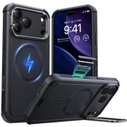 無限大のMagSafe究極保護、隠れスタンド、カメラコントロール付きiPhone 17 Pro Max用 Cyberタフケース 1A88200101_Cyber Tough Magnetic Case（Camera Control, Stash Stand）, Compatible with iPhone 17 Pro Max Black