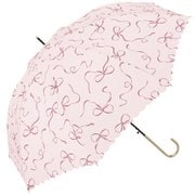 長傘 雨傘 58cm ジャンプ式 UVカット 紫外線防止効果 晴雨兼用 ハートリボン ピンク 4780-05-001PK