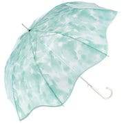 長傘 雨傘 ビニール傘 61cm ジャンプ式 フラワーベースアンブレラ グリーン PT-081-001GR