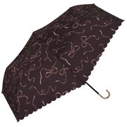 折りたたみ傘 雨傘 49cm 手開き式 UVカット 紫外線防止効果 晴雨兼用 ハートリボン ミニ ブラウン 4780-015-002BR