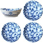 美濃焼 和紋様 楕円 小鉢 4個セット 径9.7cm 382969