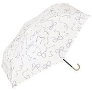折りたたみ傘 雨傘 49cm 手開き式 UVカット 紫外線防止効果 晴雨兼用 ハートリボン ミニ オフ（オフホワイト） 4780-015-002OF