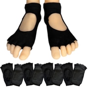 ヨガソックス 5本指 足裏滑り止め付き ブラック トレーニング ピラティス YAM-02-2225-4P-BK