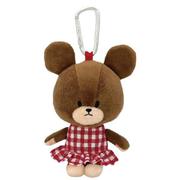 220066-25 くまのがっこう ぬいぐるみエコバッグ ギンガムチェック レッド