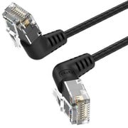 LANケーブル Cat6A（カテゴリ6A） UTP 直角コネクタ 360°スイング スリムタイプ 0.5m Black IB-9798