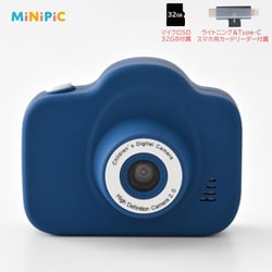 MINIPIC-PVY-O [MiNiPiC（ミニピク） キッズカメラ マイクロSDカード＆スマホ用カードリーダー（Type-C/ライトニング両対応）付属 パステルネイビー]