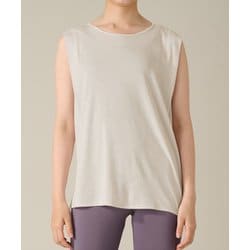 スリーブレストップ レディース フィットネス ヨガ シャツ サンド（SAND） Lサイズ RS-C541TT