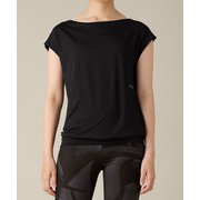 フレンチスリーブトップ レディース フィットネス ヨガ シャツ ブラック(B) Mサイズ RS-L625T