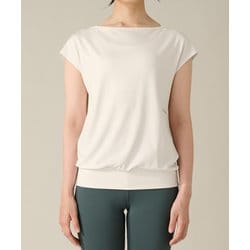 フレンチスリーブトップ レディース フィットネス ヨガ シャツ オフホワイト（OW） Lサイズ RS-L625T