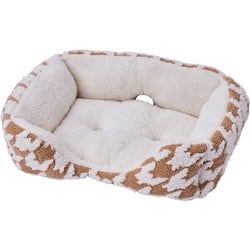 犬猫用 ベッド あったかくつろぎ フィットスクエア キャメルブラウン M