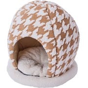 犬猫用 ベッド あったかくつろぎ ハット ドーム キャメルブラウン