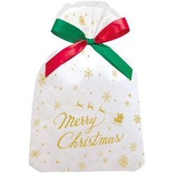 【限定】 ギフトバッグ 巾着 グリッタースノー 幅300mm CD079
