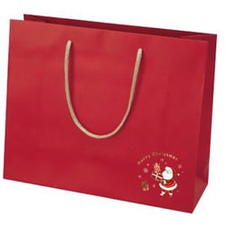 【限定】 手提げ紙袋 るんるんサンタ レッド 幅340mm CG036