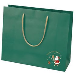 【限定】 手提げ紙袋 るんるんサンタ グリーン 幅340mm CG037