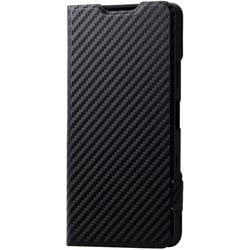 Xperia 10 VII用 ケース 手帳型 カバー マグネット フラップ 衝撃吸収 スタンド機能付 ULTRASLIM カーボンブラック PM-X252PLFUCB