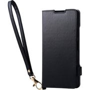 Xperia 10 VII用 ケース 手帳型 カバー マグネット フラップ 衝撃吸収 スタンド機能付 ハンドストラップ付 ブラック PM-X252PLFY4BK