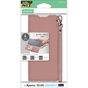 Xperia 10 VII用 ケース 手帳型 カバー マグネット フラップ 衝撃吸収 スタンド機能付 ハンドストラップ付 ピンク PM-X252PLFY4PN