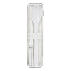 箸 スプーンセット 18.5cm 食洗機対応 抗菌加工 ホワイト ランタス A3537