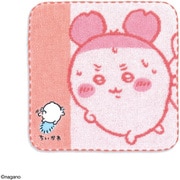 ちいかわ 運んでる 25cm×25cm ピンク タオルハンカチ カニちゃん 41-1380080