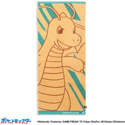 ポケットモンスター PMナンバリング 34cm×80cm オレンジ フェイスタオル カイリュー 69-0232180