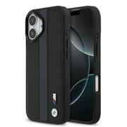 iPhone 17用 BMW マグセーフ対応ケース バックカバー PERFORATED STRIPESとメタルロゴ 高級感あるデザイン ブラック BMHMP17S25PCPSKB
