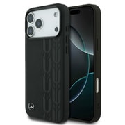 iPhone 17用 Mercedes ProMAXマグセーフ対応ケース 本革 バックカバー 背面左側下部にメタルロゴを配置 高級感あるデザイン ブラック MEHMP17X25RDSLAK